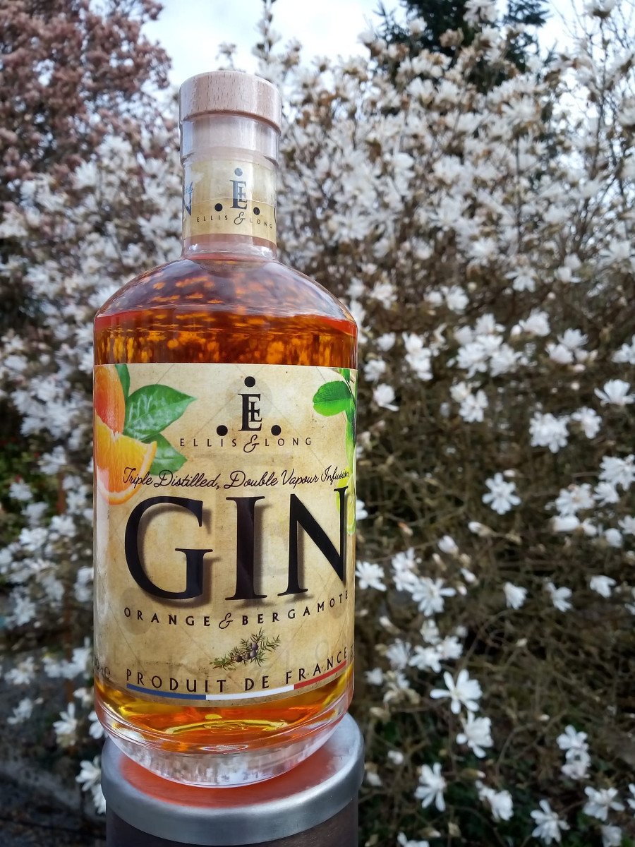 A bottle of Orange & Bergamot Gin.